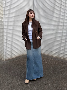 「EVOL（イーボル）の【柔らかい・ふかふか】ソフトギャザーローファー JA4009（ローファー、ベージュ系）」を使った、かりんさん（レディース・155cm）の春コーディネート