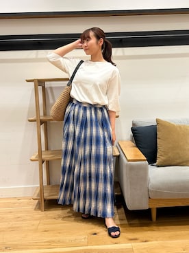 「アイテム（サンダル、ブルー系）」を使った、kannanomさん（レディース・155cm）の夏コーディネート