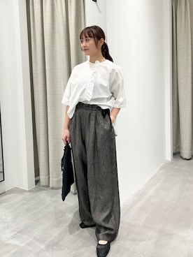 「かぐれ（カグレ）のコットンリネンフリルプルオーバー（シャツ/ブラウス、ホワイト系）」を使った、kannanomさん（レディース・155cm）の夏コーディネート