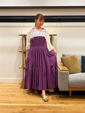 「URBAN RESEARCH DOORS（アーバンリサーチドアーズ）の２WAYレースカバー | 日よけ/ベスト/ボレロ/オケージョン/結婚式/UV対策/（ストール/ショール、ベージュ系）」を使った、kannanomさん（レディース・155cm）の夏コーディネート