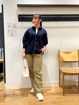 「HANES（ヘインズ）の『別注』HANES×DOORS　DOT 2P SHORT-SLEEVET-SHIRTS（Tシャツ/カットソー、ホワイト系）」を使った、kannanomさん（レディース・155cm）の春コーディネート