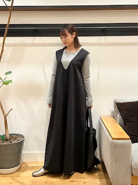 「アイテム（ジャンパースカート）」を使った、kannanomさん（レディース・155cm）の夏コーディネート
