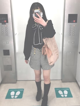 「axes femme（アクシーズファム）のアイテム（ブーツ）」を使った、HARUNAさん（レディース・155cm）の春コーディネート
