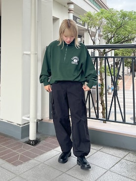 「メンズライクコーデ」｜「アイテム（スウェット）」を使った、KAHOさん（レディース・155cm）の秋コーディネート