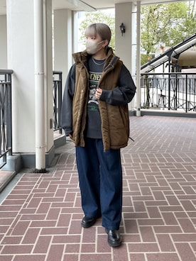 「CPCM」｜「アイテム（ダウンベスト）」を使った、KAHOさん（レディース・155cm）の冬コーディネート