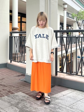 「CPCM（シーピーシーエム）のアイテム（スウェット）」を使った、KAHOさん（レディース・155cm）の夏コーディネート