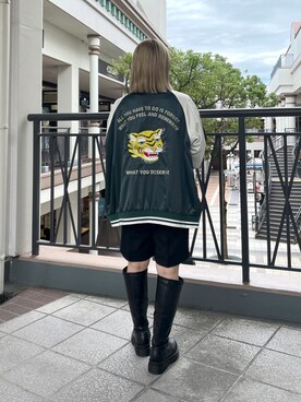 「CPCM（シーピーシーエム）のアイテム（ブルゾン）」を使った、KAHOさん（レディース・155cm）の秋コーディネート