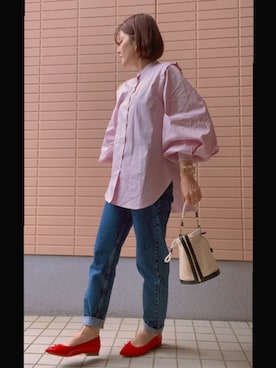 「アイテム（アナログ腕時計、ピンク系）」を使った、64ma73さん（レディース・156cm）の春コーディネート