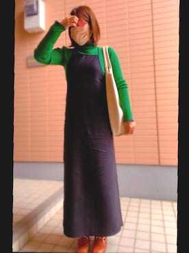 「select MOCA（セレクトモカ）の柔らかく履きやすいフェイクレザーゴールドビット付きローファー（ローファー）」を使った、64ma73さん（レディース・156cm）の春コーディネート