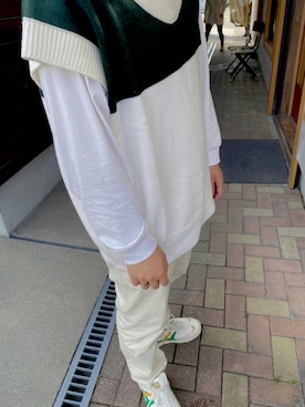 「BASQUE magenta（バスクマゼンタ）のアイテム（ニット/セーター）」を使った、かつやさん（メンズ・175cm）の夏コーディネート
