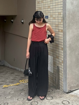 「アイテム（キャミソール、レッド系）」を使った、TAさん（レディース・162cm）の夏コーディネート