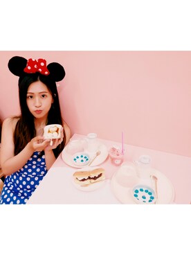 「Disney（ディズニー）のアイテム（カチューシャ、ブラック系）」を使った、🇹🇼すみねさん（レディース・152cm）の夏コーディネート