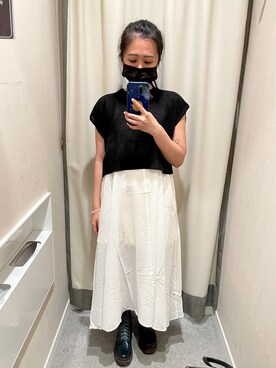 「LOWRYS FARM（ローリーズファーム）のアイテム（ジャンパースカート、ホワイト系）」を使った、🇹🇼すみねさん（レディース・152cm）の夏コーディネート