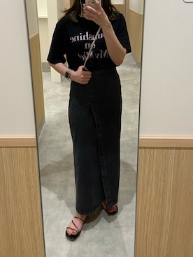 「アイテム（デニムスカート、グレー系）」を使った、527dayoさん（レディース・163cm）の夏コーディネート