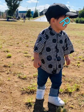 「アイテム（キャップ）」を使った、draco⭐︎さん（キッズ・80cm）の秋コーディネート