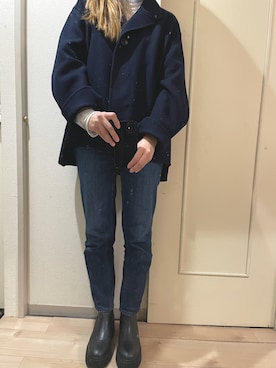 「+Jのアイテム（ジャケット/アウター、ブルー系）」を使った、ユファさん（レディース・157cm）の秋コーディネート