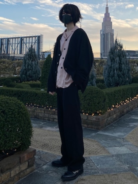 「モヘアカーディガン」｜「アイテム（その他シューズ）」を使った、lovemachine0さん（メンズ・182cm）の冬コーディネート