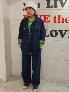 「カラー×コーデ」｜「アイテム（デニムジャケット）」を使った、youkotaroさん（レディース・162cm）の冬コーディネート