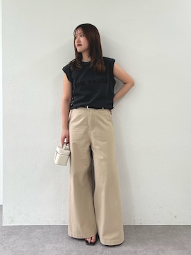 「THE PAUSE（ザ ポーズ）の【THE PAUSE】THE PAUSE ノースリーブTEE（Tシャツ/カットソー、グレー系）」を使った、sayakaさん（レディース・159cm）の春コーディネート