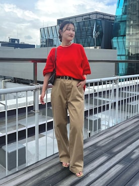 「Whim Gazette（ウィムガゼット）のアイテム（チノパンツ）」を使った、sayakaさん（レディース・159cm）の夏コーディネート