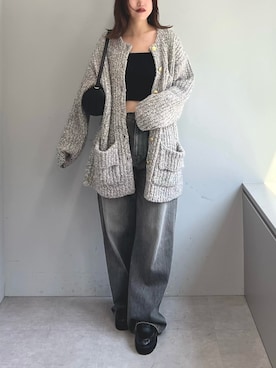 「アイテム（その他アウター、グレー系）」を使った、sayakaさん（レディース・159cm）の秋コーディネート