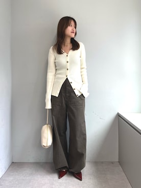 「Whim Gazette（ウィムガゼット）のダックベイカーパンツ（その他パンツ、ブラウン系）」を使った、sayakaさん（レディース・159cm）の夏コーディネート