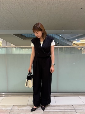 「SENSE OF PLACE by URBAN RESEARCH（センスオブプレイスバイアーバンリサーチ）の3タックスラックスワイドパンツ（その他パンツ）」を使った、naoさん（レディース・162cm）の夏コーディネート