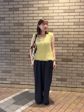 「SENSE OF PLACE by URBAN RESEARCH(センスオブプレイスバイアーバンリサーチ)のポイントメタルセンターシームサボ(スリッポン、ブラック系)」を使った、naoさん(レディース・161cm)の夏コーディネート