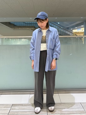 「ストレートパンツ」｜「アイテム（帽子）」を使った、なおさん（レディース・161cm）の夏コーディネート