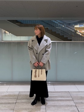 「SENSE OF PLACE by URBAN RESEARCH（センスオブプレイスバイアーバンリサーチ）のアイテム（ステンカラーコート）」を使った、なおさん（レディース・161cm）の冬コーディネート