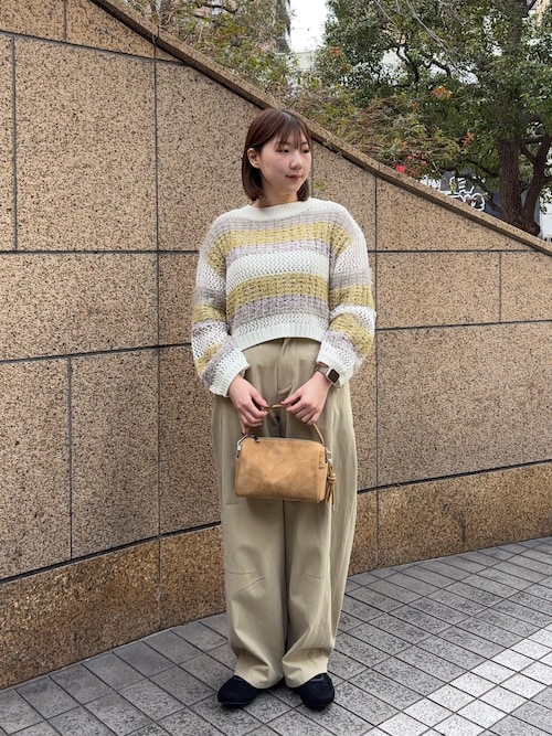 セール】『洗濯可』ミックスヤーンワイドボーダーニット（ニット