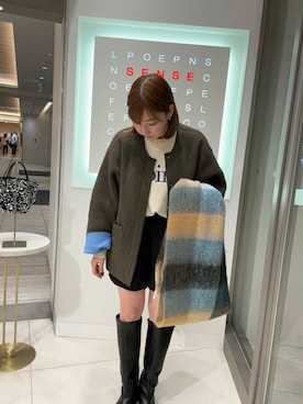 「アイテム（ノーカラーコート）」を使った、naoさん（レディース・162cm）の秋コーディネート