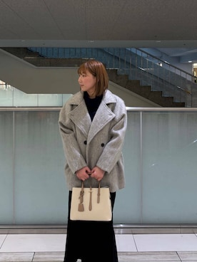 「アイテム（ステンカラーコート）」を使った、naoさん（レディース・162cm）の冬コーディネート