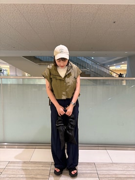「Uiscel（ユイセル）のアイテム（ナイロンジャケット）」を使った、なおさん（レディース・161cm）の夏コーディネート