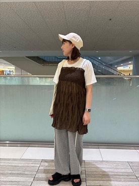 「SMELLY（スメリー）のアイテム（帽子）」を使った、なおさん（レディース・162cm）の夏コーディネート