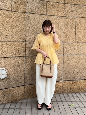 「RODE SKO(ロデスコ)の厚底トングサンダル(サンダル、ブラック系)」を使った、naoさん(レディース・161cm)の春コーディネート