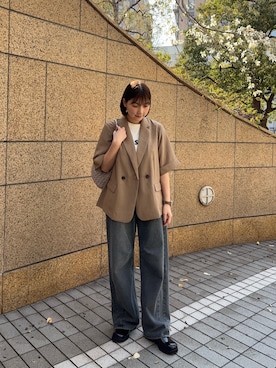 「SENSE OF PLACE by URBAN RESEARCH（センスオブプレイスバイアーバンリサーチ）の【累計販売点数1.5万点突破】カーブデニム/スタイルアップ/オールシーズン/春/ベーシック/定番（デニムパンツ、グレー系）」を使った、naoさん（レディース・161cm）の春コーディネート