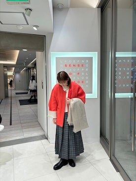 「アイテム（ノーカラーコート）」を使った、naoさん（レディース・162cm）の秋コーディネート