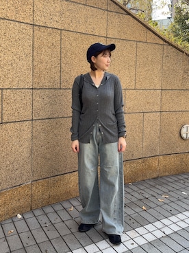 「SMELLY（スメリー）のweatherロゴキャップ（キャップ、ブルー系）」を使った、naoさん（レディース・161cm）の春コーディネート