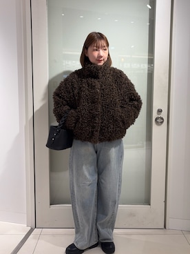 「アイテム（その他アウター、ブラウン系）」を使った、naoさん（レディース・162cm）の冬コーディネート