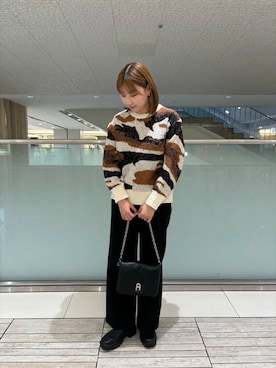 「SENSE OF PLACE by URBAN RESEARCH（センスオブプレイスバイアーバンリサーチ）のニュアンスパターンラメセーター（ニット/セーター）」を使った、naoさん（レディース・162cm）の秋コーディネート