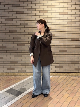 「RODE SKO(ロデスコ)の『WEB/一部店舗限定』コインローファー(ローファー、ブラック系)」を使った、naoさん(レディース・161cm)の秋コーディネート