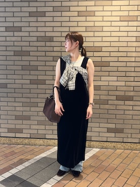 「SENSE OF PLACE by URBAN RESEARCH(センスオブプレイスバイアーバンリサーチ)の2WAYヘンリータンクトップ(タンクトップ、グレー系)」を使った、naoさん(レディース・161cm)の夏コーディネート