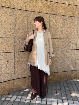 「RODE SKO(ロデスコ)の『WEB/一部店舗限定』コインローファー(ローファー、ブラウン系)」を使った、naoさん(レディース・161cm)の夏コーディネート