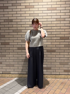 「SENSE OF PLACE by URBAN RESEARCH(センスオブプレイスバイアーバンリサーチ)のピンストライプルーズパンツ(その他パンツ、グレー系)」を使った、naoさん(レディース・161cm)の夏コーディネート