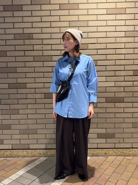 「アイテム（ニットキャップ/ビーニー、グレー系）」を使った、naoさん（レディース・161cm）の夏コーディネート
