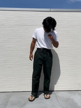 「LENO（リノ）のアイテム（パンツ）」を使った、okhrkuyさん（メンズ・168cm）の夏コーディネート