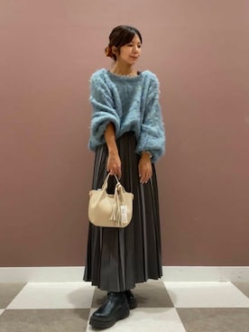 「ITEMS URBANRESEARCH（アイテムズ アーバンリサーチ）のミックスシャギーニット（ニット/セーター）」を使った、yuccoさん（レディース・158cm）の秋コーディネート