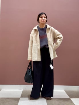 「アイテム（テーラードジャケット、パープル系）」を使った、yuccoさん（レディース・158cm）の冬コーディネート