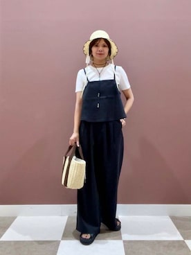 「SMELLY（スメリー）のアイテム（帽子）」を使った、yuccoさん（レディース・158cm）の夏コーディネート